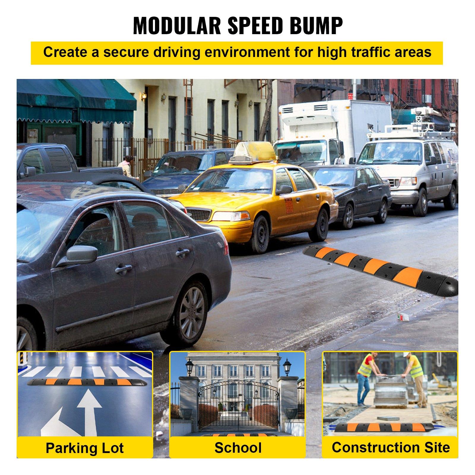 VEVOR Rubber Traffic Calming Device, Single Unit with Dual Channels, 72" Length Modular Design Supports Up to 22000 LBS, Dimensions 72.8 x 12.2 x 2.2, Suitable for Asphalt, Concrete, and Gravel Sur VEVOR Rubber Traffic Calming Device, Single Unit with Dual Channels, 72" Length Modular Design Supports Up to 22000 LBS, Dimensions 72.8 x 12.2 x 2.2, Suitable for Asphalt, Concrete, and Gravel Sur