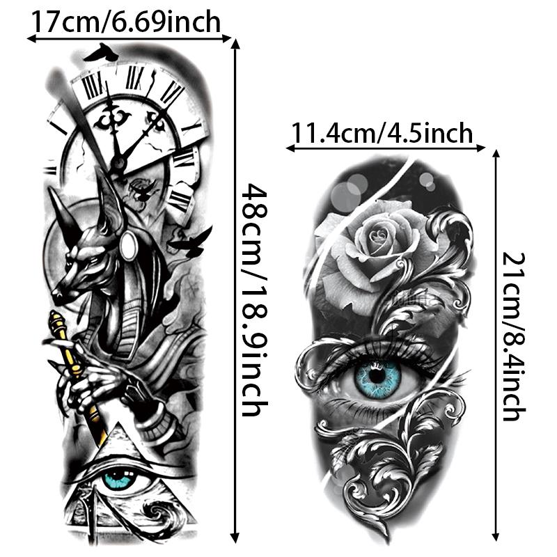 20 Large Temporary Tattoos Featuring Greek Mythology, 8 Full Arm Maori Warrior Compass Designs Aesthetic Tattoo Merch, Perfect for Adults Men Women Arms Legs, Temporary Tattoo Kit, Tattoo Stickers