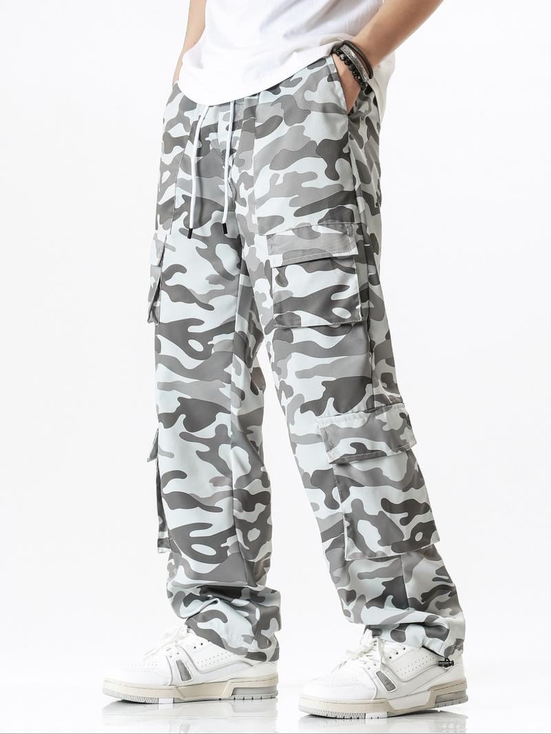 Men's Camo Print Pants, Casual Comfy Multi-pocket Trousers for Daily Wear, Fashion Men's Bottoms for Spring & Fall Men's Camo Print Pants, Casual Comfy Multi-pocket Trousers for Daily Wear, Fashion Men's Bottoms for Spring & Fall