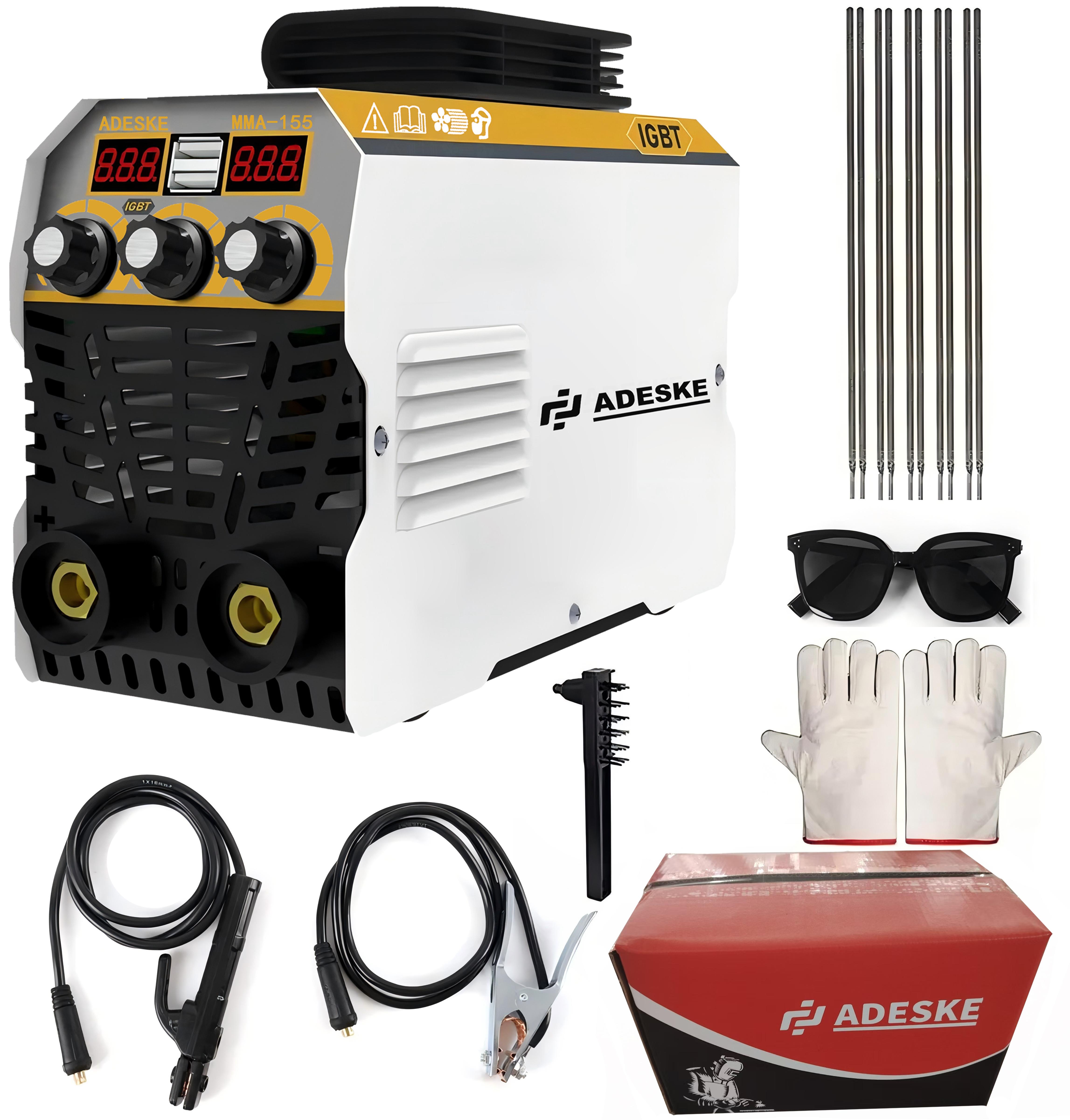 ADESKE 120A Stick Welder MMA-155 – Portable Welding Machine, Dual Voltage 110V/220V, Digital Display Arc Welder with Welding Kit