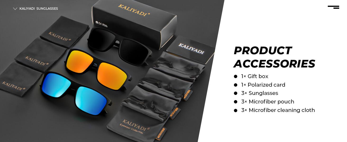 2/3 Pairs KALIYADI Unisex Rectangular Polarized Sunglasses with UV Protection (S11)