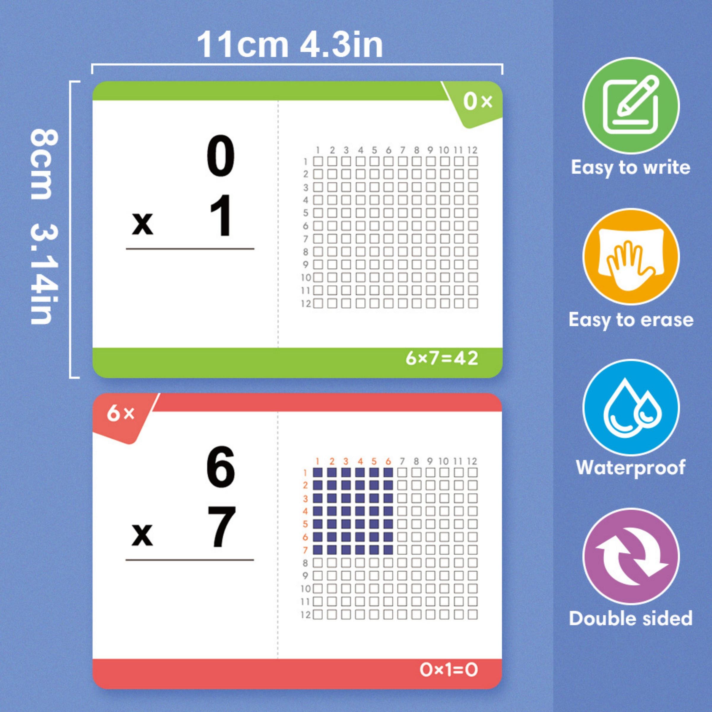 85 Pcs Thickened Math Multiplication Practice Tools, Reusable Erasable Flashcards, Interactive Learning Aids for Kids Ages 6-12