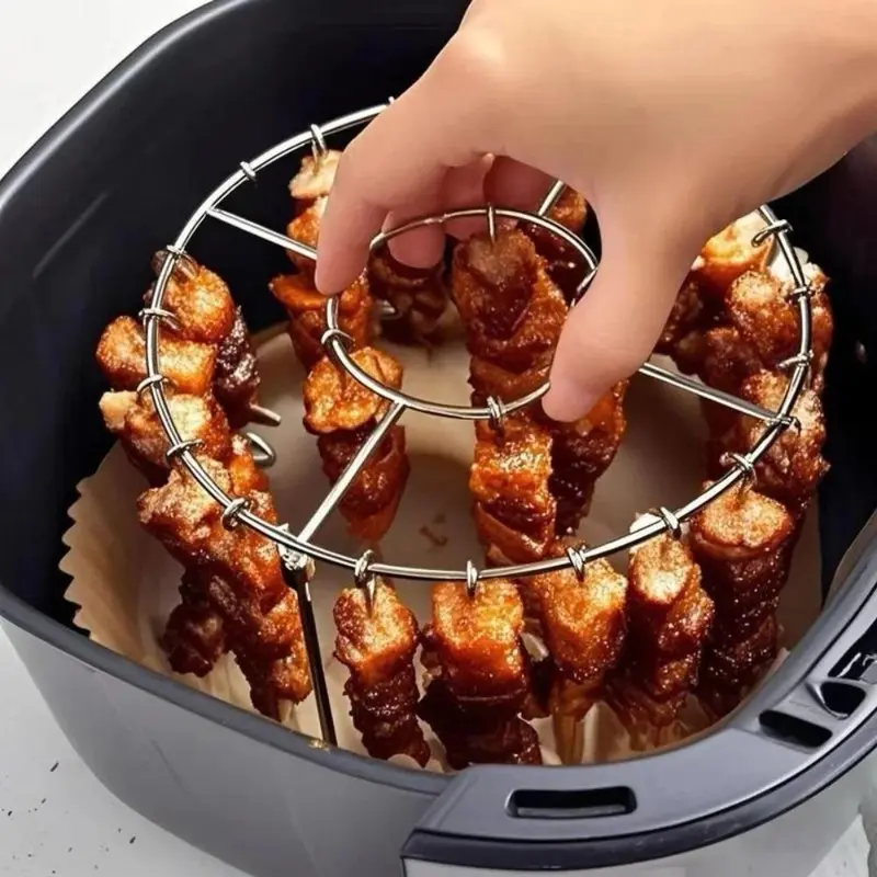 (24 pcs) Air Fryer Rack, Stainless Steel Vertical Kebab Rack, Round Hanging Oven Hanging Meat Kebab Rack, Stainless Steel Kebabs