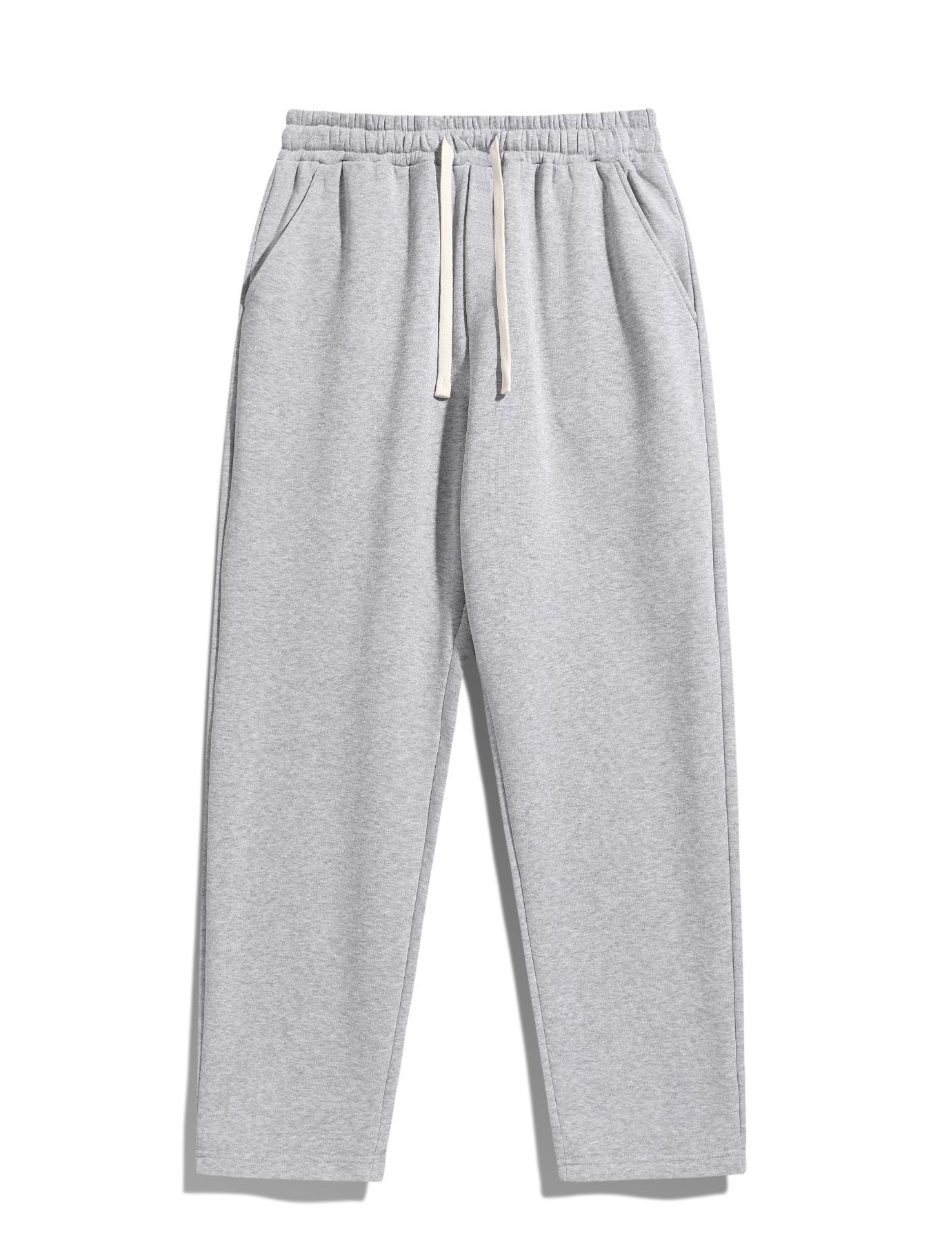 Men's Solid Thermal Lined Pants with Drawstring Waist, Comfy Cozy Regular Fit Straight Leg Trousers for Fall & Winter, Men's Bottoms for Daily Wear Thermal Menswear Fitted