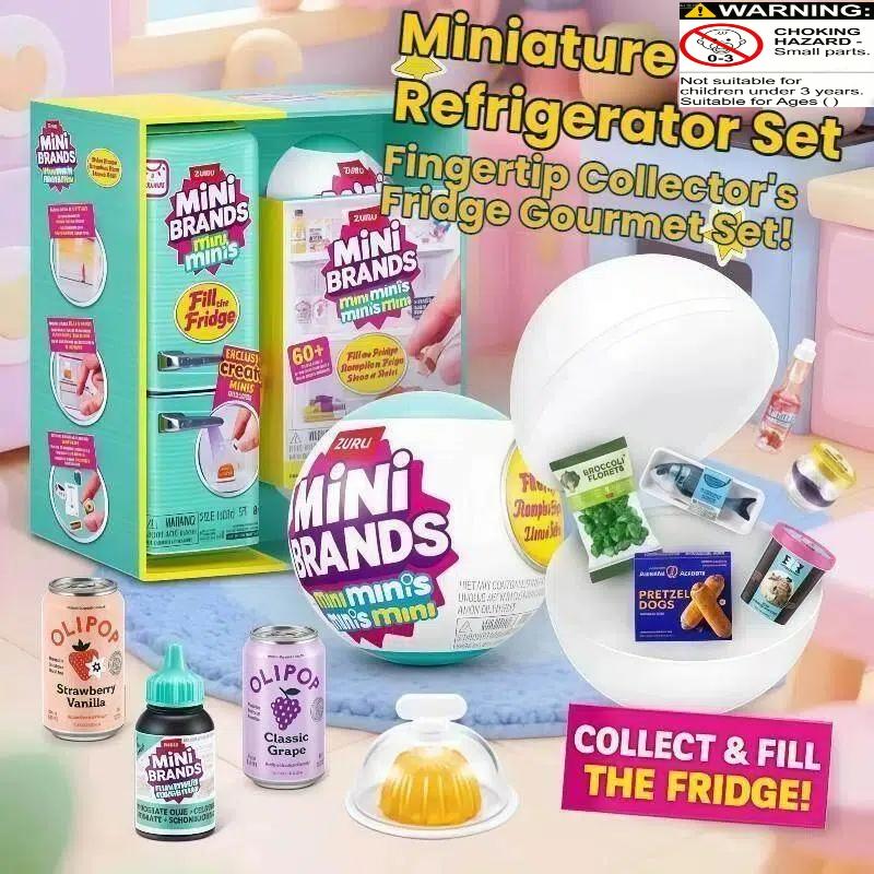 Mini Fridge Set with Miniature Food Models, UV Light, DIY Design, Easy Storage, Perfect Gift for Friends and Lovers