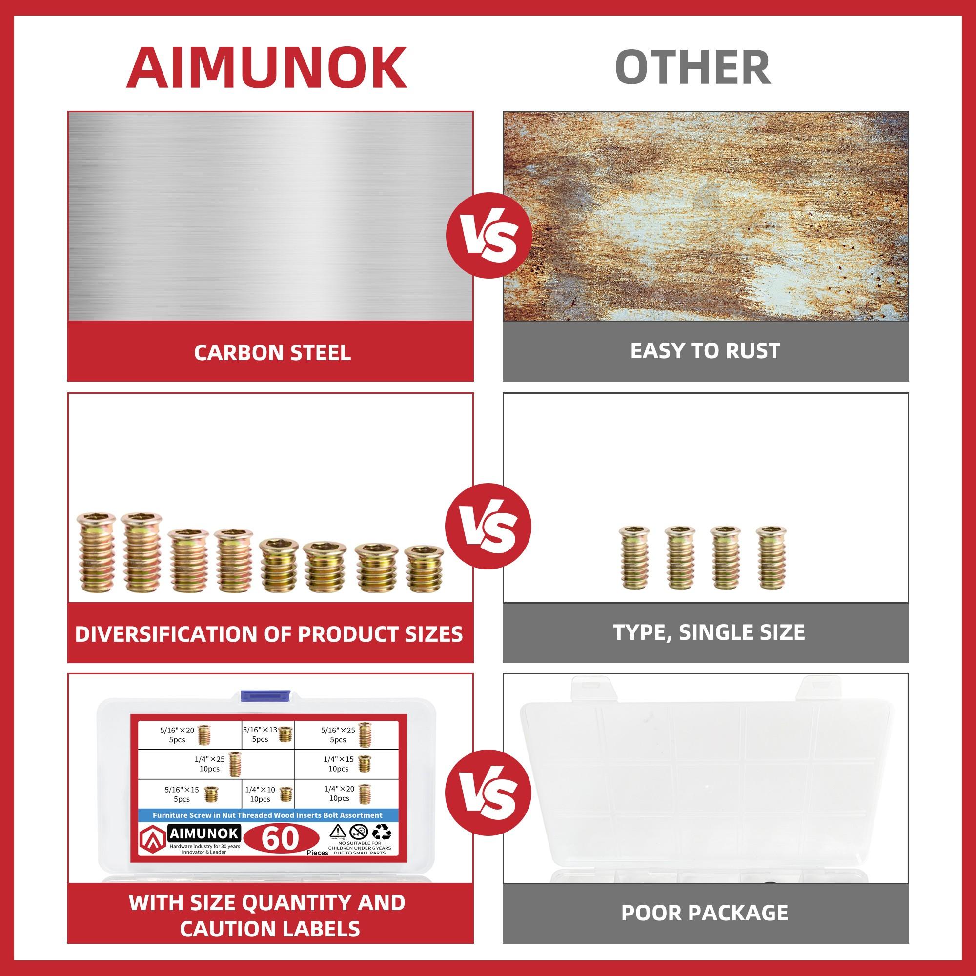 Aimunok Zinc Alloy Internal & External Thread Screws, Male-Female Thread Fasteners, Durable Metal Hardware for Various Applications