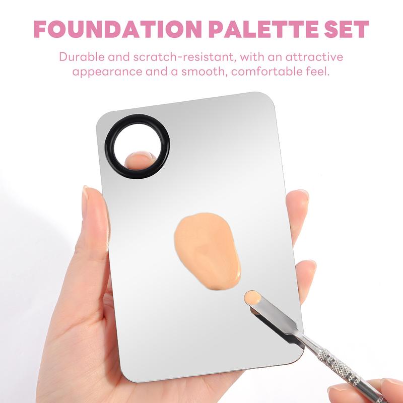 MAANGE Makeup Brush Set with 2pcs Foundation Brush + 5pcs Powder Puffs + Foundation Color Palette for Cream, Liquid, Mineral Foundations & BB/CC Creams, Essential Beauty Tools for Flawless Application, Makeup Accessories Gifts for Friends