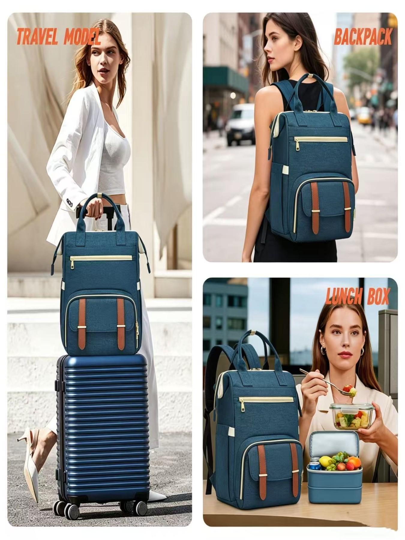 Multifunctional Commuter Backpack with Independent Insulated Lunch Bag, 15.6 Inch Laptop Compartment, USB Charging, Student Office Travel Backpack