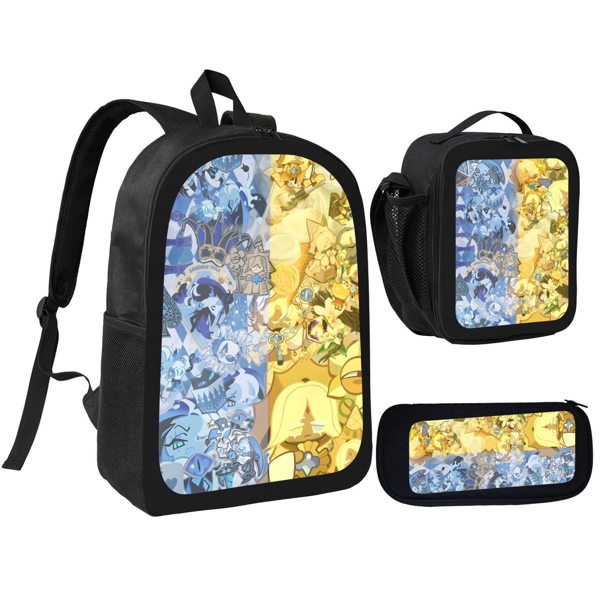 cookie run kingdom  Backpack 3PCS Set shadow milk cookie  School Bag Set ,unisex