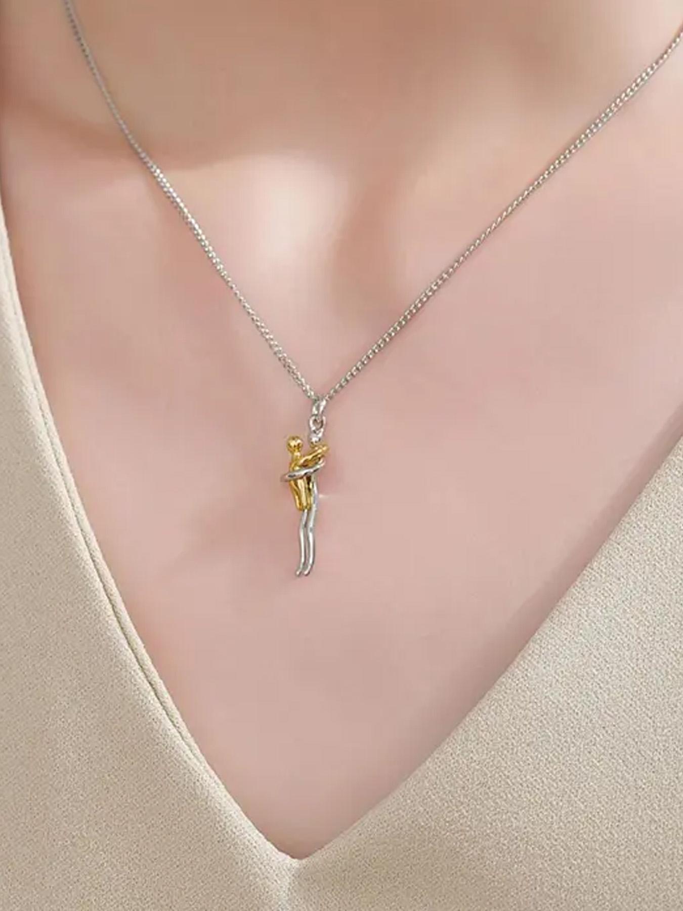 The gift from the son to his mother, a parent-child embrace pendant necklace, an embrace pendant necklace, mother's jewelry necklace, Mother's Day gift