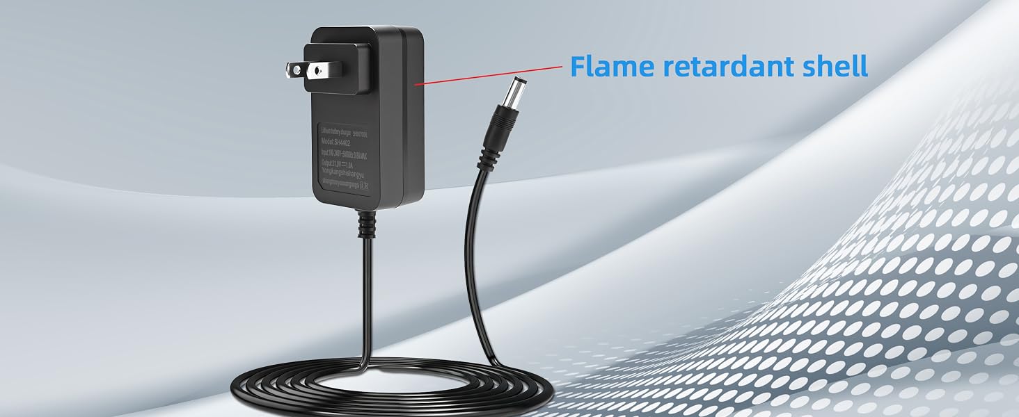 2-Pack 21V Lithium-Ion Battery Charger Adapter (Battery Not Included) with 1A Charger Cord, Flame Retardant Shell, Compatible Plug for Power Tools, 2-Pack Charger