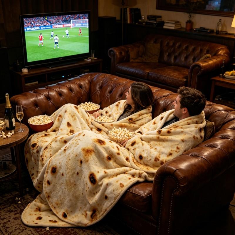 Creative Flannel Blanket, Novelty Food-Themed Throw, Soft Burrito Blanket, Gift Blanket, Home Sleep Blanket, Unique Family Blanket