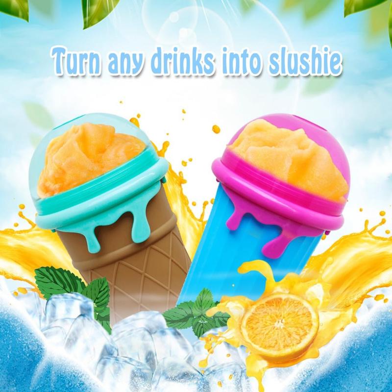 Magic Slushy Maker Squeeze Cup Slushie Maker,Slushie Maker, Large Capacity Magic Quick Frozen Smoothies Cup, Double Layer Squeeze Cup Slushy Maker, Homemade Milk Shake Ice Cream Maker DIY for Children and Family