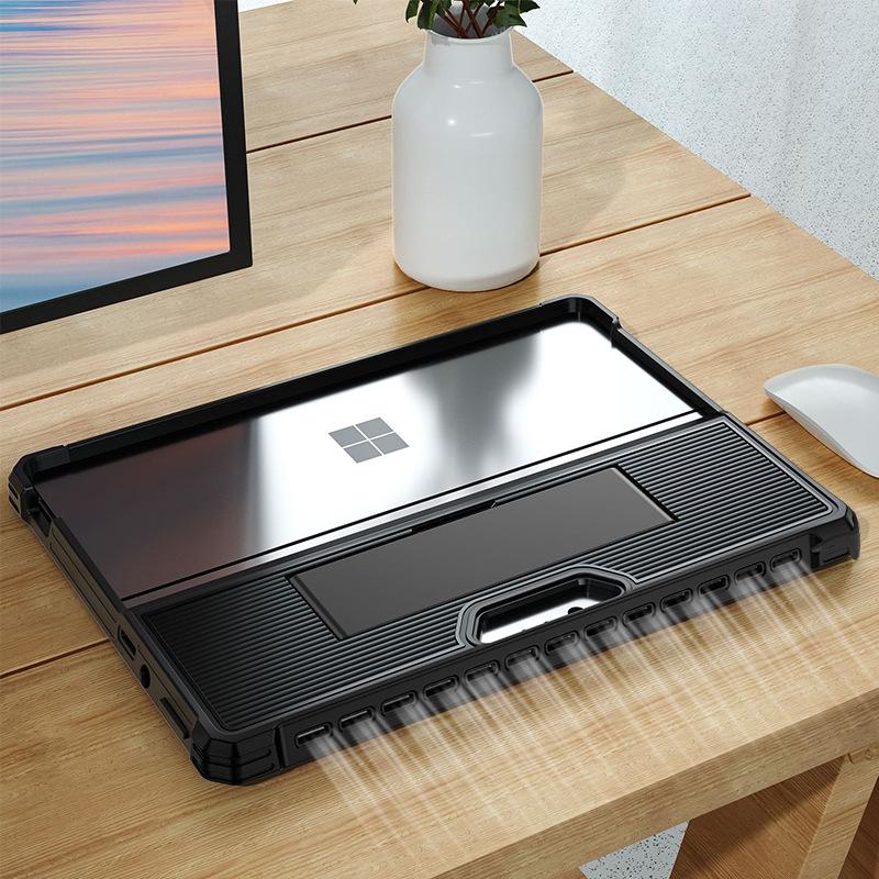 Heavy Duty Shockproof Case for Microsoft Surface Pro 9/8/7/X, Protective Cover with Built-in Kickstand, Back Shell & Adjustable Shoulder Strap, Rugged Full Body Protector for Surface Tablet