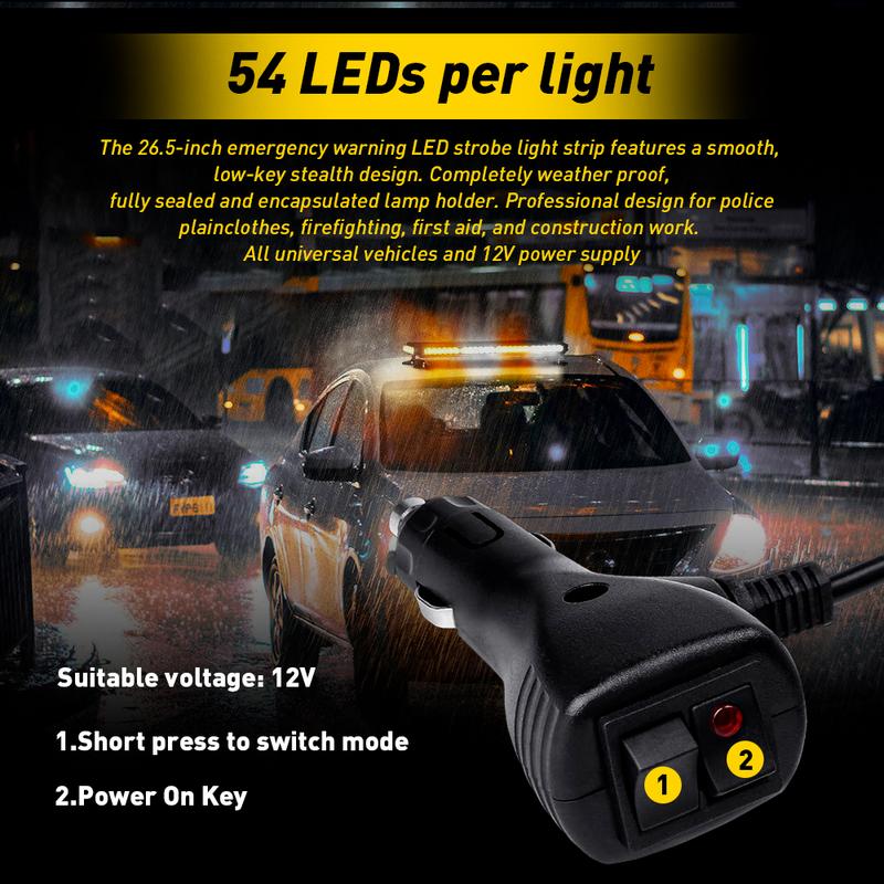 26.5" Emergency Bar LED Light Warning Rooftop Strobe Advisor Traffic Flash Lamp