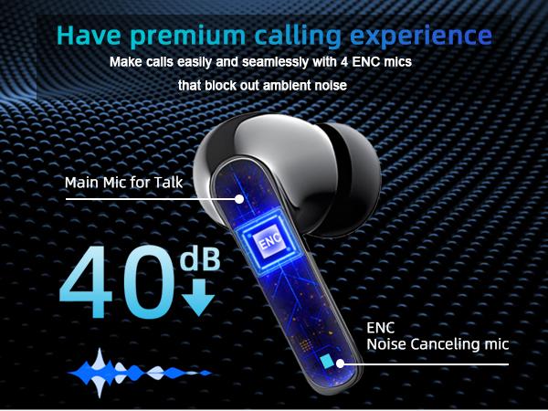 True Wireless Earbuds – CVC Noise Cancelling, Touch Control, IPX5 Sweat-Proof, 4.5g Ultra-Light Design Audio Bluetooth noise cancelling headphones