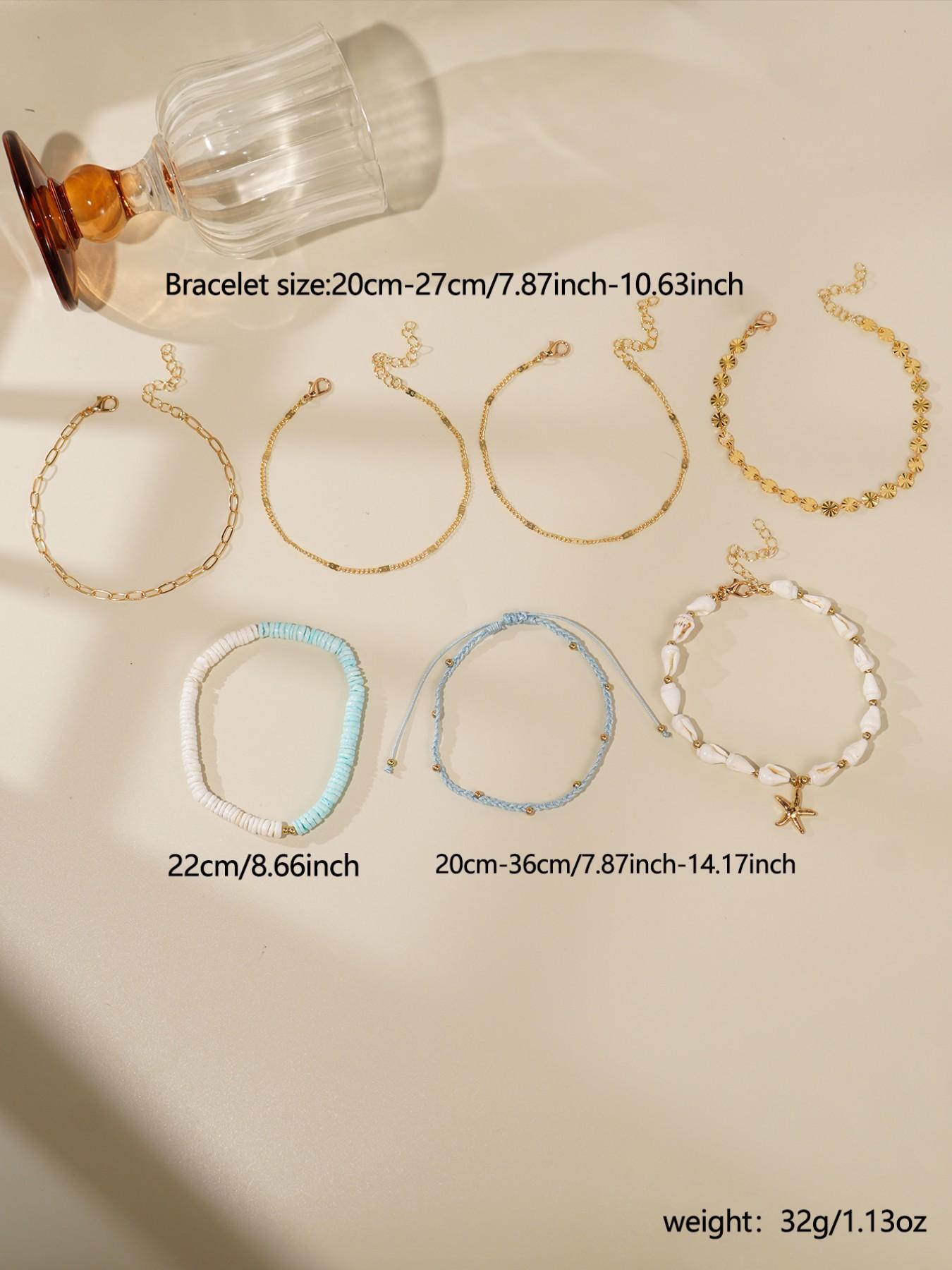 Boho Shell Conch Copper Anklet Set, 6-Piece Elegant Foot Jewelry for Women, Perfect for Daily Wear, Beach Vacations, Parties