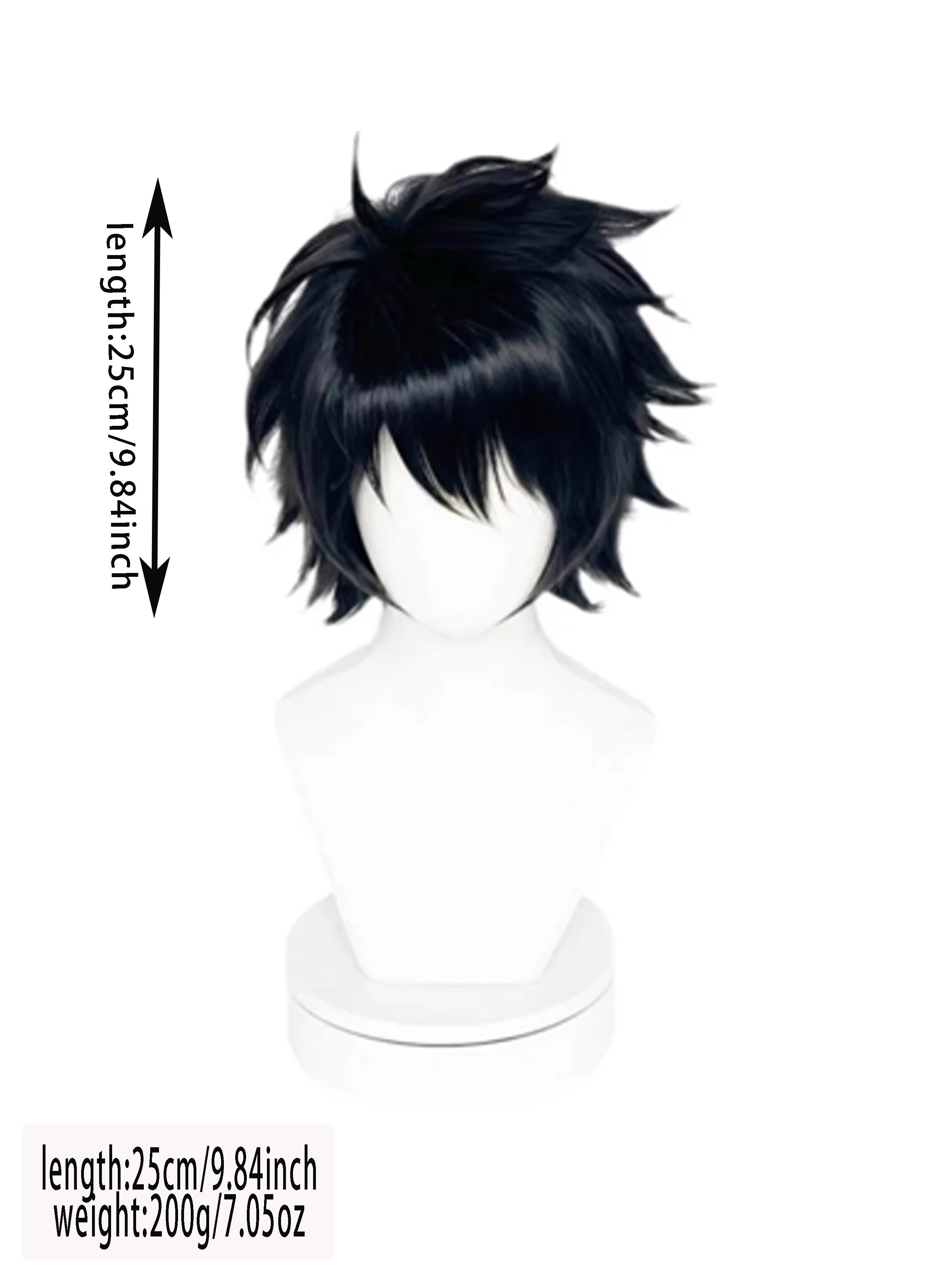 Death Note L Lawliet Al Rolette Cosplay Wig, Reverse Curl Anime Style Short Hair, Synthetic Fiber for Live Shows, Comic Book Look