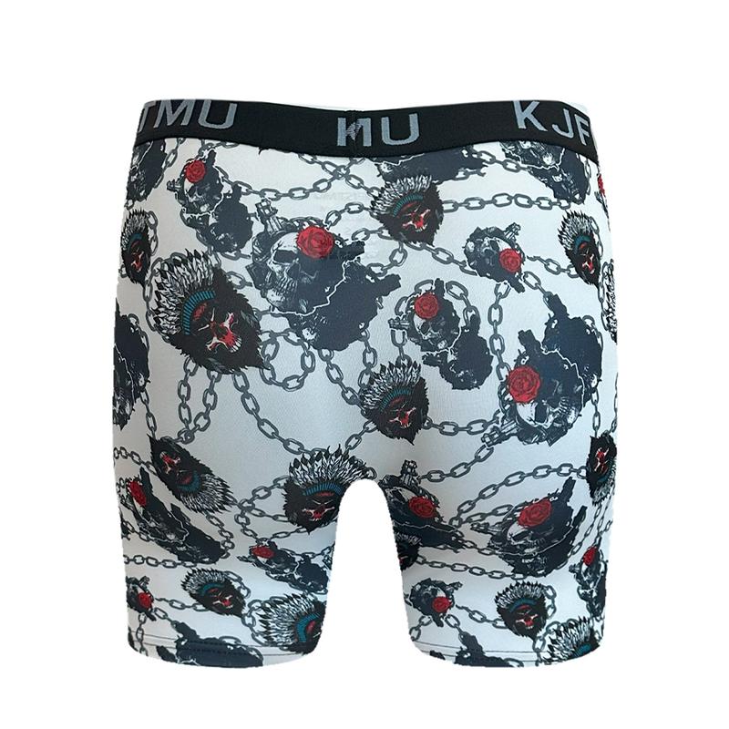 4 pieces of KJFISTMU men's boxer shorts, random 4-piece set, men's stylish printed graffiti sports underwear, comfortable fit, breathable and quick-drying. Street Style Graphics Casual Polyester Menswear
