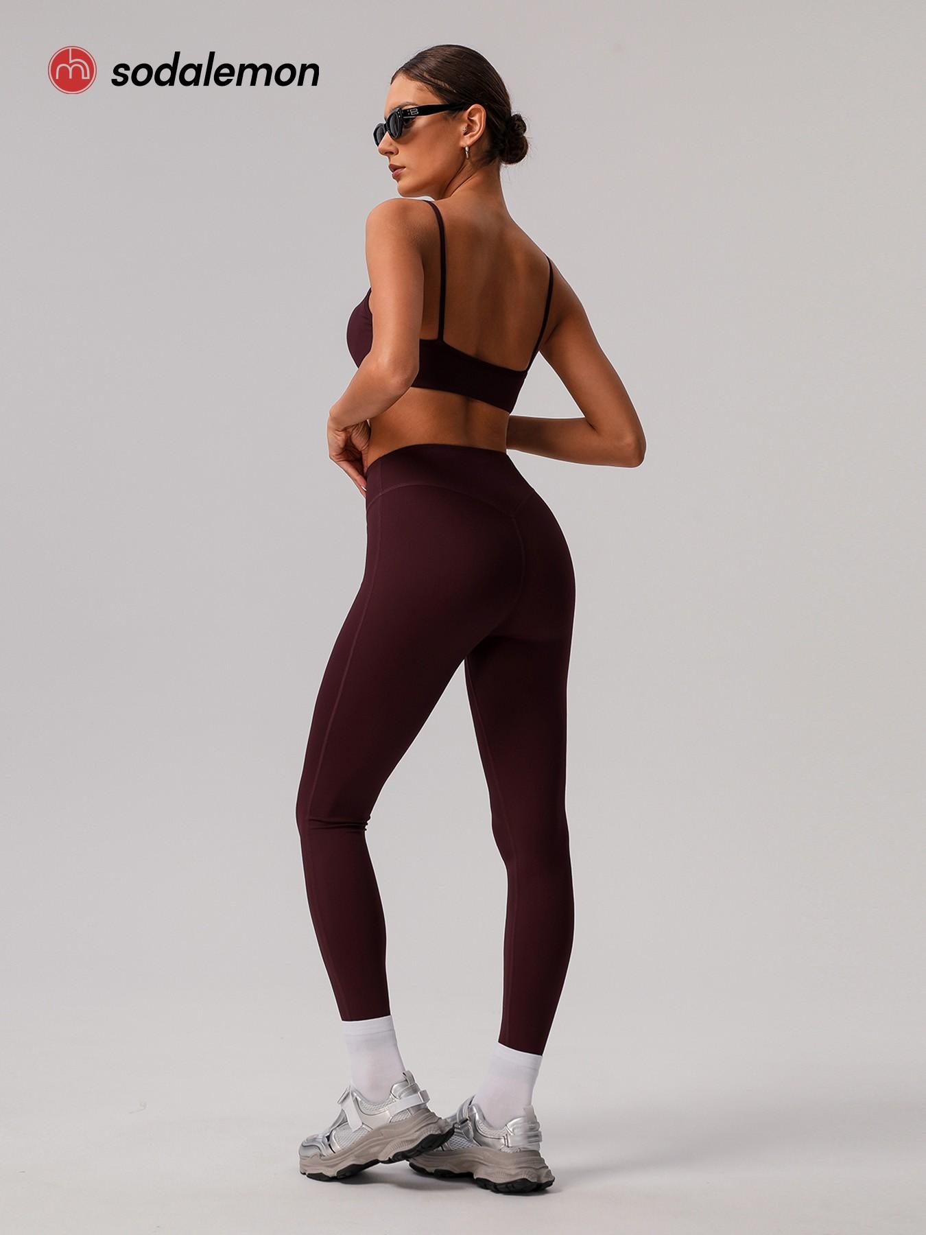 Two-piece Set Women's Solid Racer Back Crop Sports Bra & High Waist Leggings, Yoga Bottoms, Tracksuit Set, Quick Drying Breathable Comfortable for Yoga Gym, Workout Running Clothes, Ladies Sportswear for All Seasons, Workout Sets Women