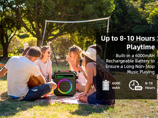 Karaoke Machine 2 Wireless Microphones, Portable Bluetooth Speaker w/PA System for Adults & Kids with LED Lights, Bass/Treble Adjustment, Supports REC/TWS/FM/AUX/USB/IF Card for Party