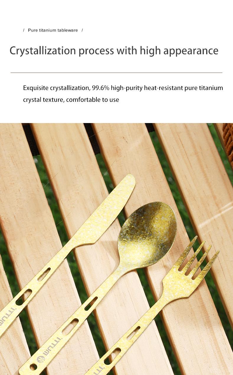 MUTTI Monet Dinner Knife,Fork,And Spoon set Portable three piece set pure titanium tableware Cutlery