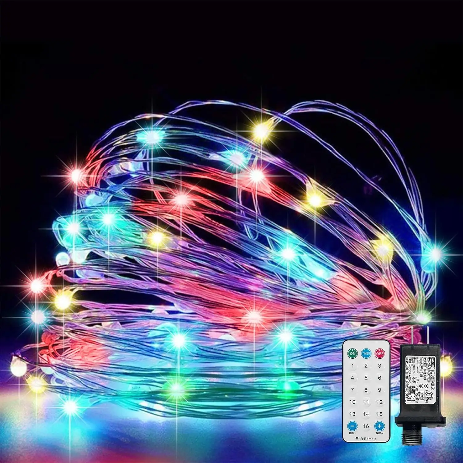 Easter Fairy Lights Plug in, 33Ft 100 LEDs Waterproof Twinkle Firefly Lights, Adaptor Included, Starry Multicolor String Lights for Wedding Indoor Outdoor Christmas Patio Garden Decoration