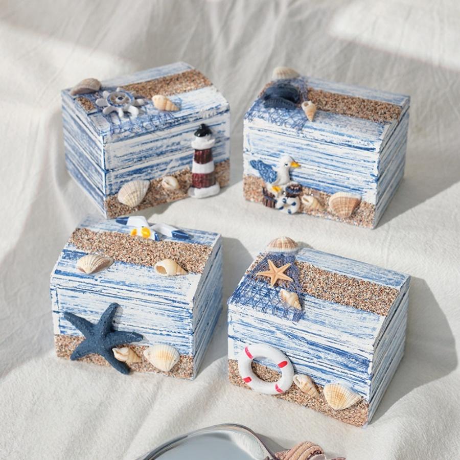 Mediterranean Storage Box, Classic Wooden Desktop Organizer, Creative Jewelry Box, Candy Box, Small Wood Box for Home Decor