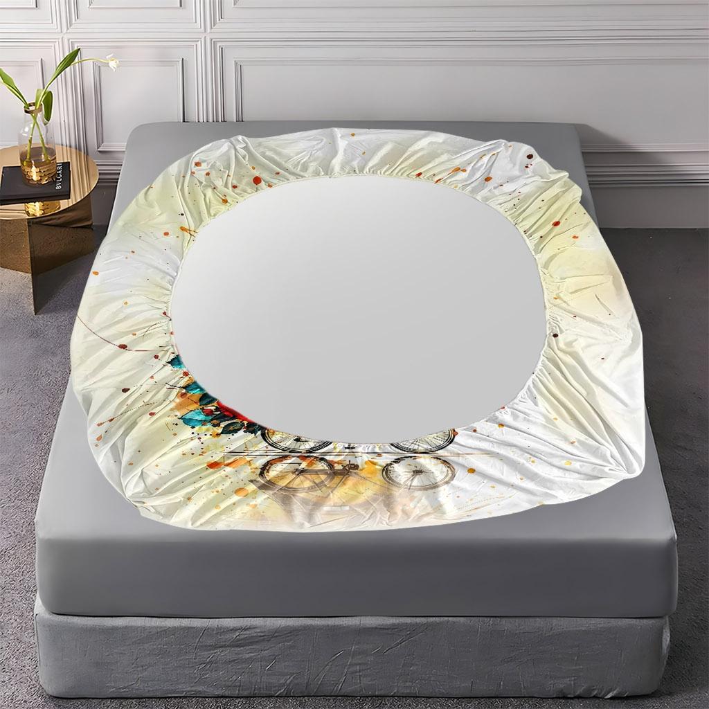 2/3 Pcs Paris Tower And Rose Pattern-themed Luxury Fitted Sheet Set(1*Fitted Sheet+1/2*pillowcase,no Filling)Skin-friendly Soft Digital Printed Bedding Set,suitable For New Year,festival Gifts For Family.suitable For All Year Round,machine Washable.