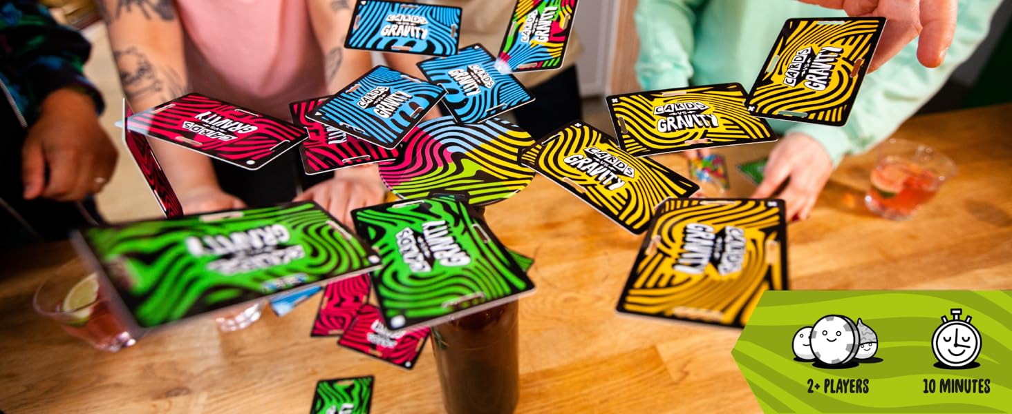 Gravity Cards Battle Game Pro Version, Ultimate Stacking & Balancing Challenge, Portable Travel Game, Waterproof PVC Card Game for Camping, Vacations & Family Fun