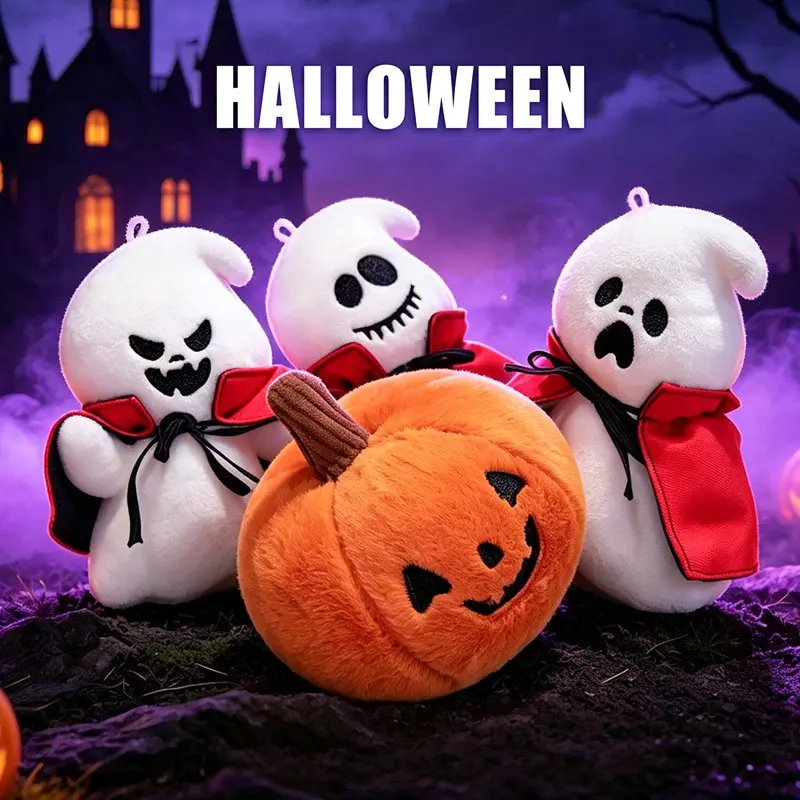 Halloween Ghost Plushie Hanging Ornament, Cute Surprised Expression, Magical Cape Costume, Indoor Outdoor Festival Decor, Halloween Gift