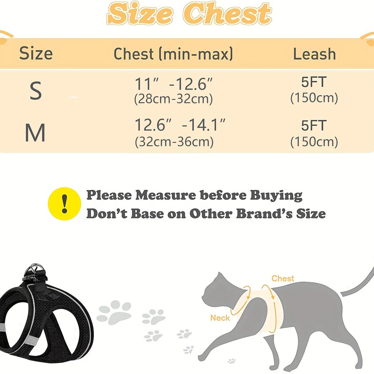 Escape Proof Cat Harness with Reflective Leash, Adjustable Pet Vest for Cats & Small Dogs, Comfortable Walking Harness for Outdoor Use