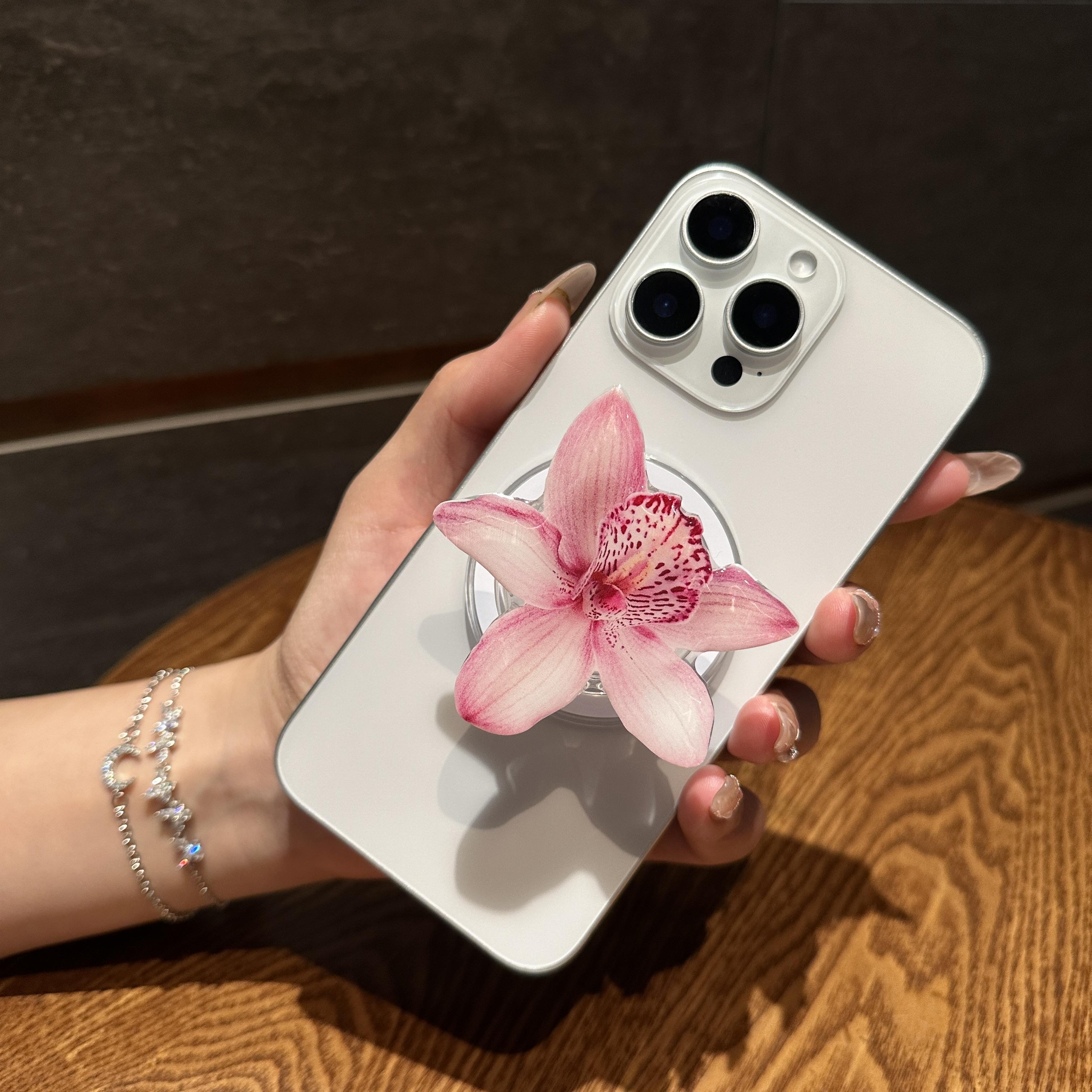 Orchid Acrylic Drop Glue Mobile Phone Holder Desktop Folding Portable Orchid Mobile Phone Grip HN124
