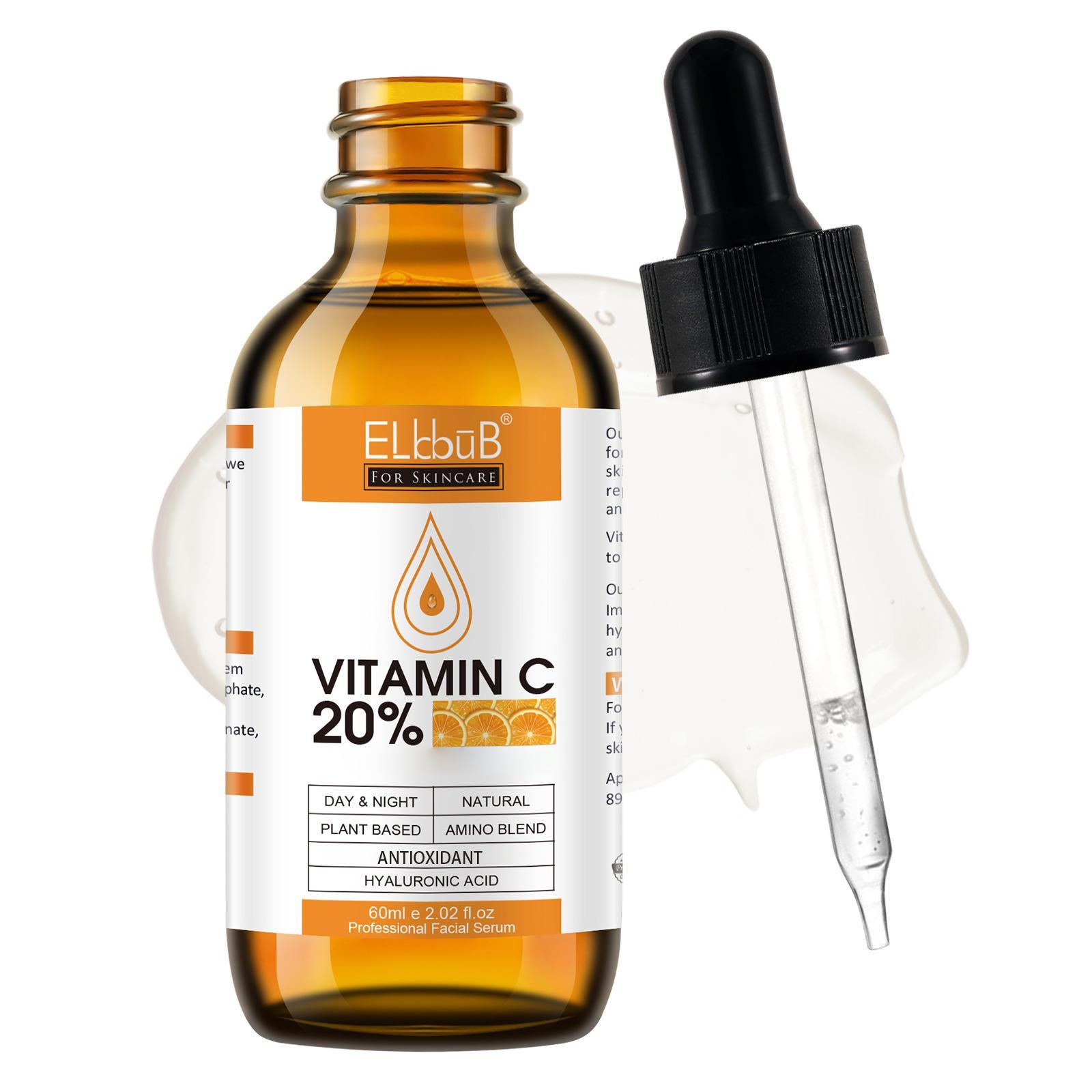 Elbbub Vitamin C Facial Serum 60ML, Stable VC Derivative, Inhibits Melanin, Brightens Skin, Reduces Acne Marks, Gentle Whitening, Non-Irritating
