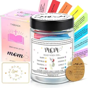 Gifts for Mom,Upgrade Bible Verse Jar for Mom Gifts From Daughters Son,Mother Birthday Gift for Mom,Heartfelt Thank You Mothers Day Christian Gift for Women,Prayer Jar 120 Verses 8 Emotions
