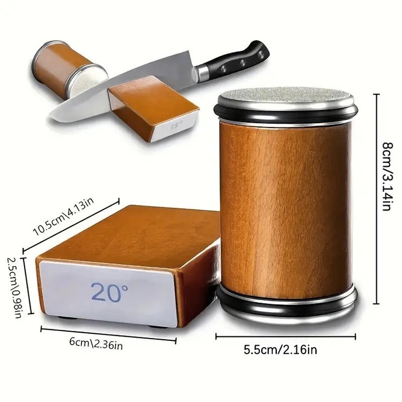 Rolling Knife Sharpener, 1 Box Manual Knife Sharpener with Storage Box, Knife Sharpening Tool, Kitchen Gadgets, Gift for Men, Wooden