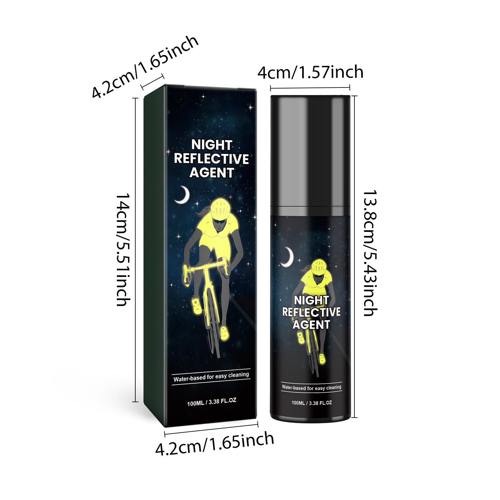 Night Reflective Spray Bottle - Environmental Fluorescent Glow-In-Dark Coating for Bicycle Gear, Car Exterior Accessories; Clean First Before Application