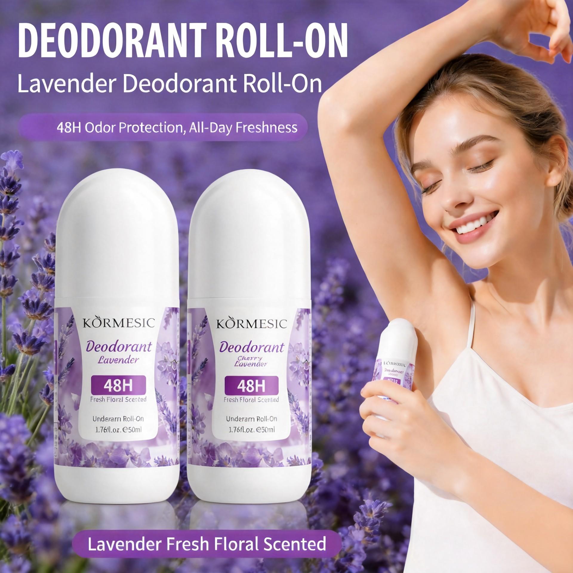 Lavender Roll-On Deodorant Mist, Body Care, Long-Lasting Sweat Control, Fresh Natural Lavender Scent, Smooth Texture, Ideal for Daily Use & Sports