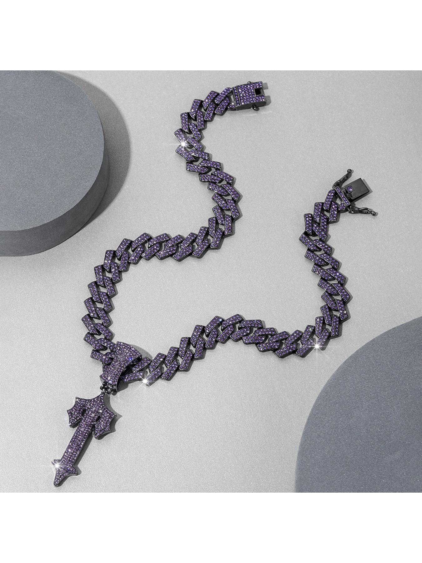Purple large sword pendant, European and American hip-hop style alloy men's sword necklace