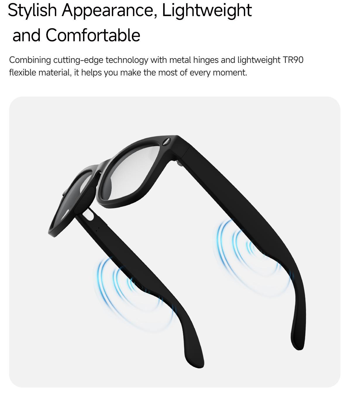 New Mt5 Ultra Ai Smart Glasses, 8mp HD Camera, Voice Recording, Real-Time Translation, Bluetooth-compatible Call, 300mah Battery, 2000mah Charger, Unisex