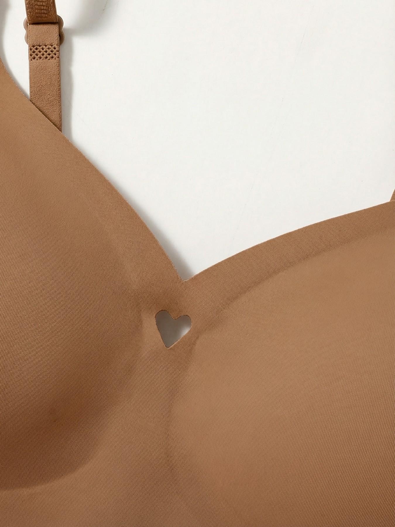 Heart Cut-Out Bralette Set, Adjustable Straps, Seamless Comfort, Full Coverage, Casual Style, All Seasons, Fitted Design