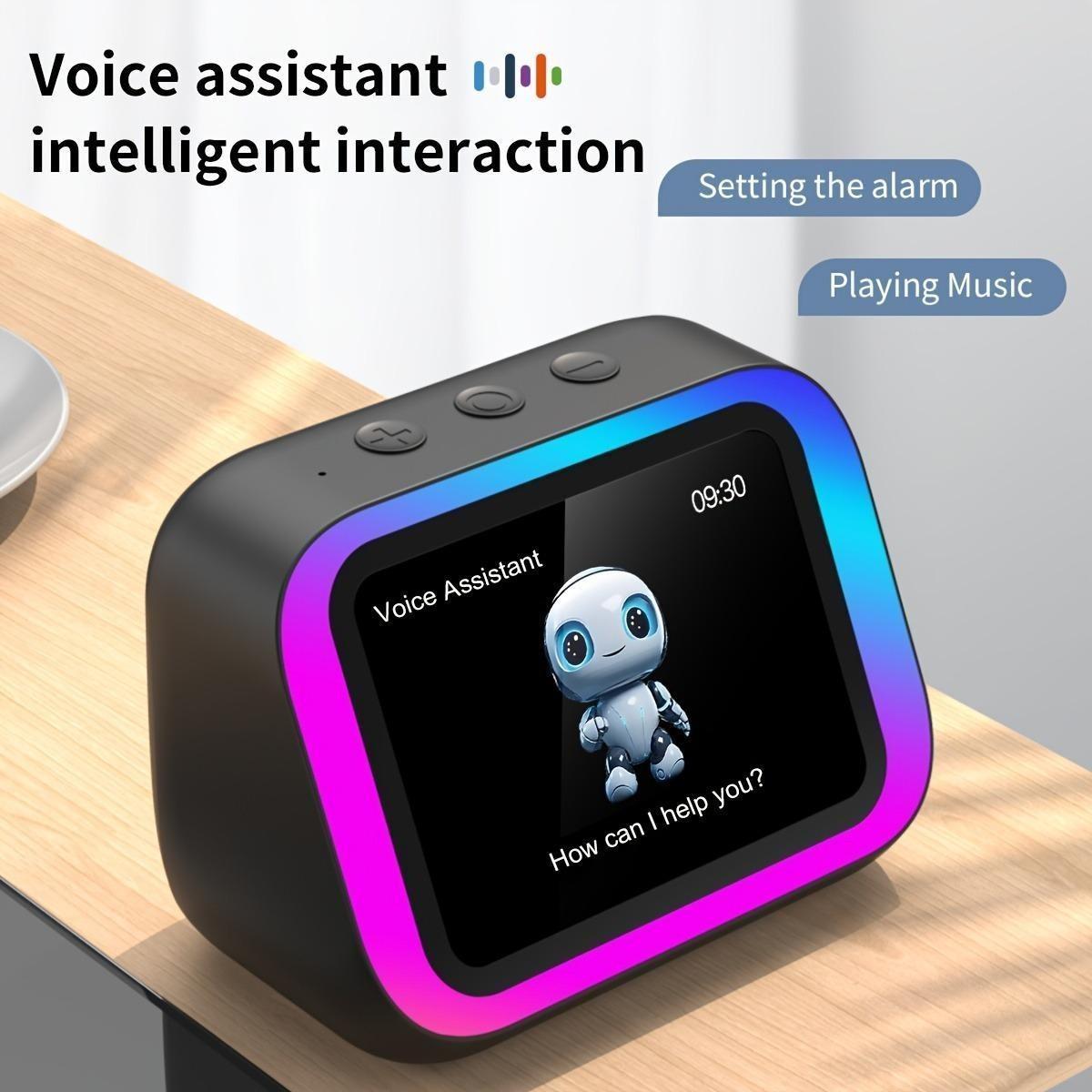 Ai Smart Speaker with Wireless Speaker and RGB Light, Hi-Fi Stereo, HD Display, Voice Assistant, Period Tracker, 1800mah Battery