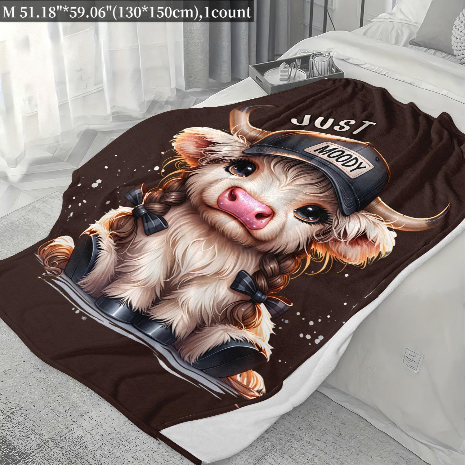 Cartoon Cow Pattern Blanket, 1/2 Counts Soft Comfortable Throw Blanket, Air-conditioned Room Blanket, Warm Nap Blanket For Home & Office