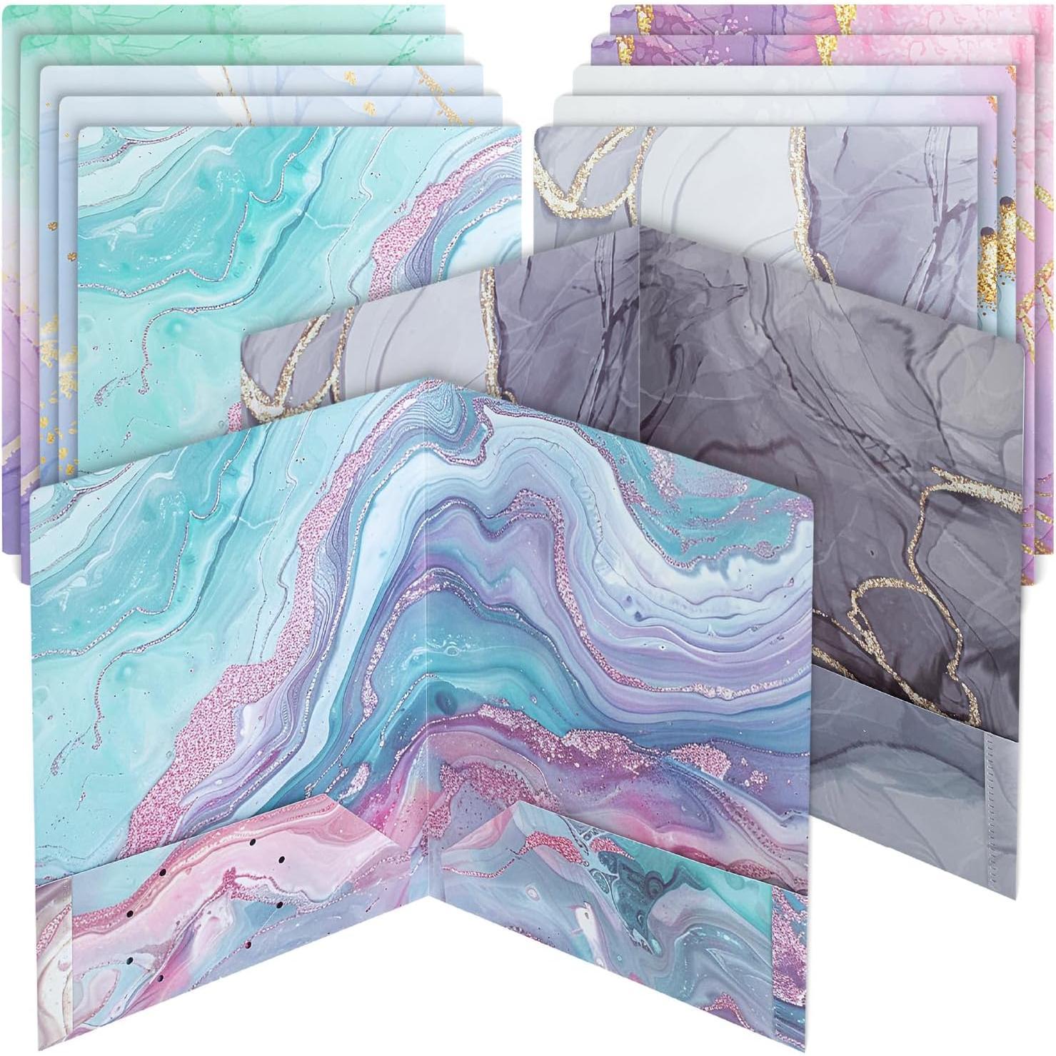 - Plastic Folders with Pockets, 5 count | Aesthetic File Folder with Business Card Slot, 2-Pocket Folder,  to School, Office, Filing Supplies