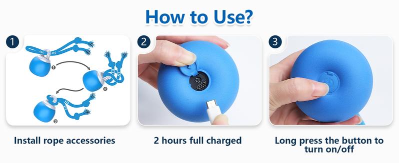 Interactive Dog Toys Touch Activated Bouncing & Jumping Dog Ball with Rope, Stocking Stuffers for Dog Puppy Pet Squeaky Doggie Toys to Keep Them Busy,Christmas Gifts for Dog