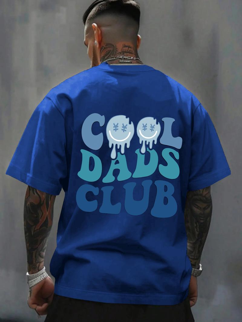 Men's Regular Fit Cool Dads Club Figure Print Round Neck Tee, Casual Short Sleeve Crew Neck T-shirt for Daily Wear, Fashion Men's Top for All Seasons, Tropical, Casual Style Tee