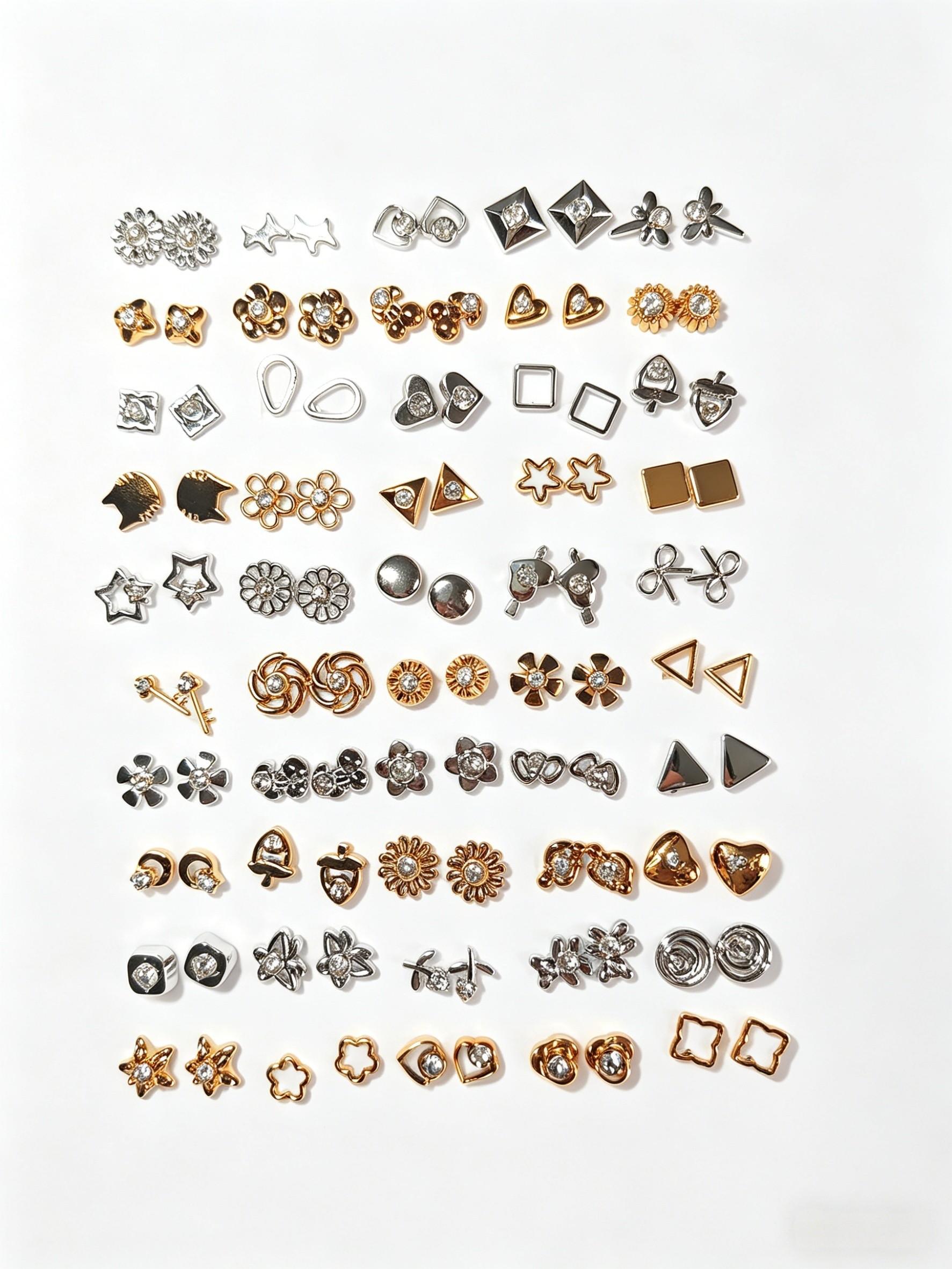 50 Pairs Minimalist Irregular Silver Ear Studs, Y2K Style, Hypoallergenic, Daily Wear, Gift Set for Women, Graduation, Anniversary