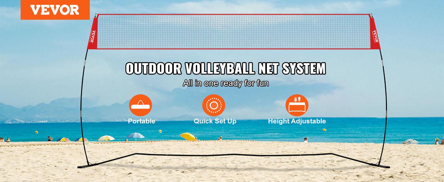 fathersdaygift  VEVOR Freestanding Volleyball Training Net for Indoor or Outdoor Use, Adjustable Height Portable Net System with Carrying Bag, Professional Volleyball Practice Trainer for Hitting or Serving Drills
