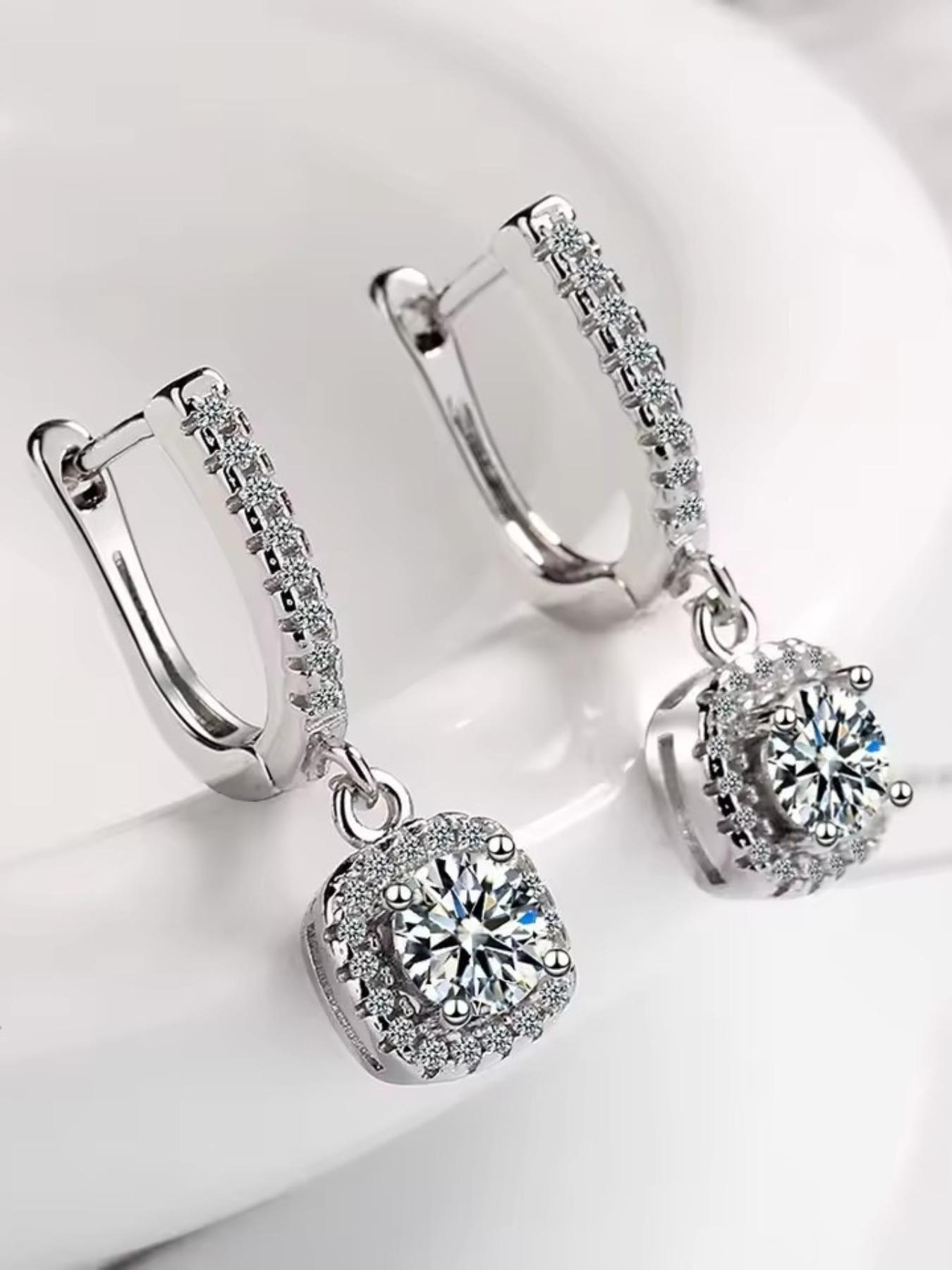 Elegant Fashion Luxe Square Zircon Earrings, Women's Stylish Accessories, Classic Full Diamond Earrings, Perfect Gift for Birthday, Mother's Day, Valentine's Day