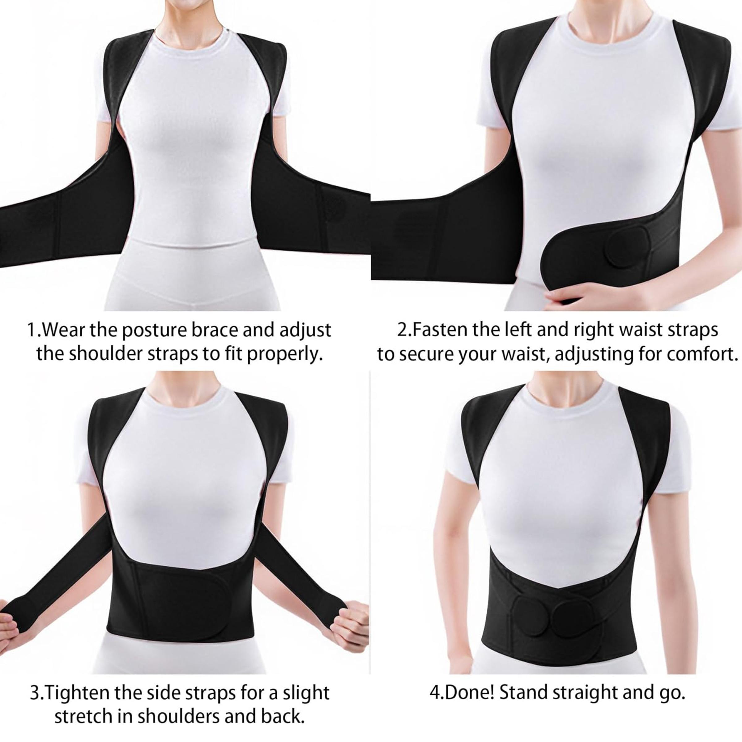 Back Brace for Posture Correction, Posture Straightener, Adjustable Adult Back Support Belt for Waist and Lumbar Support, Helps Prevent Scoliosis, Comfortable Fit, Posture Strap